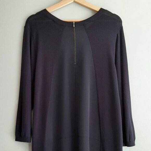 WILLOW & THREAD Mixed Media Midi Shirt Dress Tonal Navy Sz 2X Flawed - Picture 9 of 15